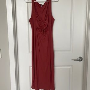 Ribbed Knit Dress with Front Cutout